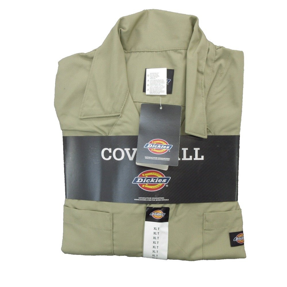 Dickies Men's Coverall Work Shirt Size XLT Beige Twill Short Sleeve Collared New